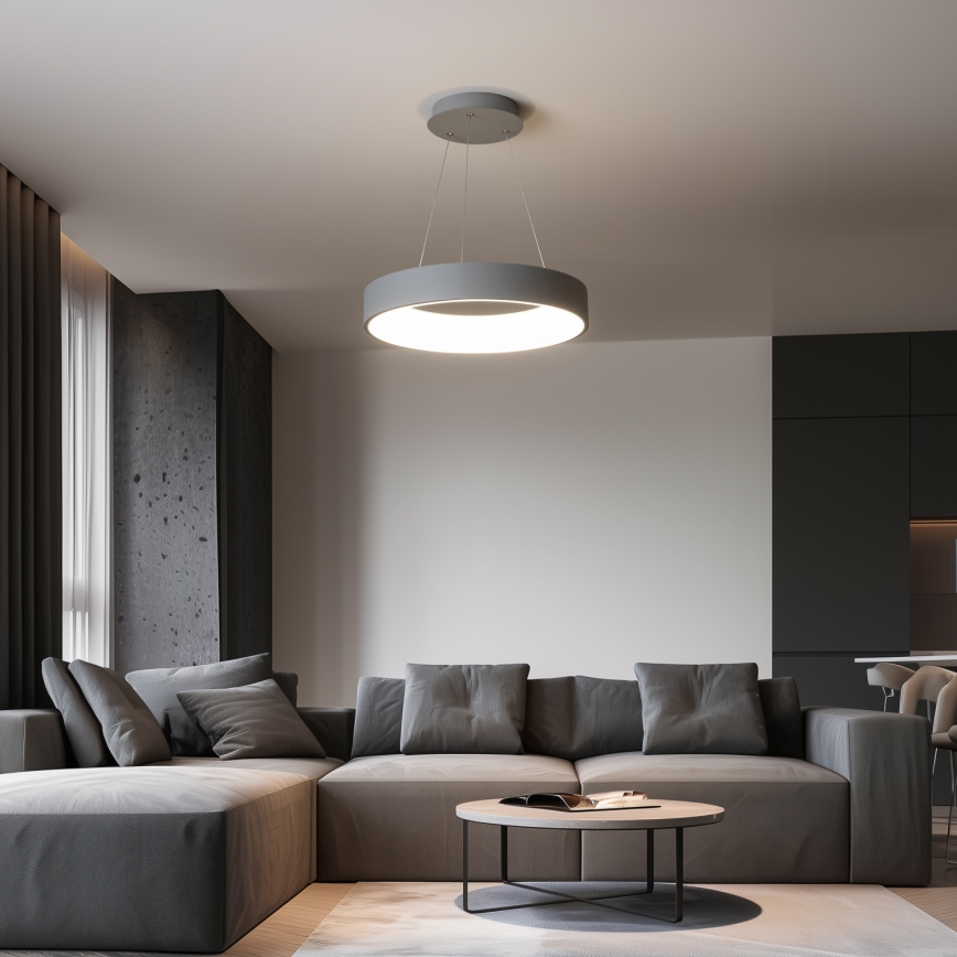 Brilagi - Dæmpbar LED-pendel med wireophæng FALCON LED/80W/230V 3000-6500K Ø 60 cm grå + fjernbetjening