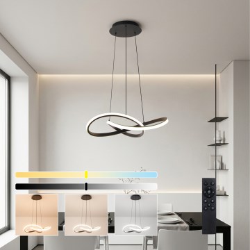 Brilagi - LED dæmpbar pendel med wireophæng INFINITY LED/55W/230V 3000-6000K 50x50 cm sort + fjernbetjening