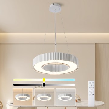 Brilagi - LED-dæmpbar pendel med wireophæng LUMIX LED/48W/230V 3000-6000K hvid Ø 50 cm + fjernbetjening