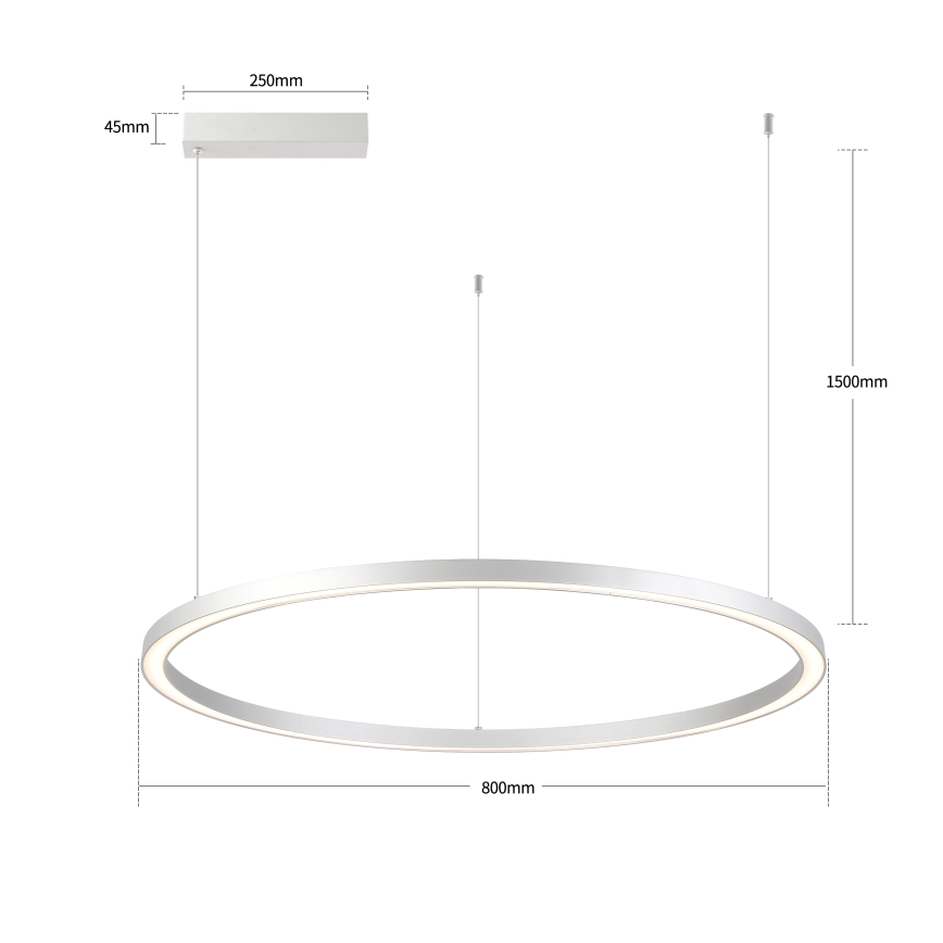 Brilagi - Dæmpbar LED-lysekrone med wireophæng PORTOFINO LED/60W/230V 3000-6000K Ø 80 cm sølv + fjernbetjening