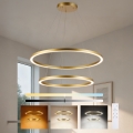 Brilagi - LED-dæmpbar pendel med wireophæng PORTOFINO LED/98W/230V 3000-6000K Ø 80 cm guldfarvet + fjernbetjening