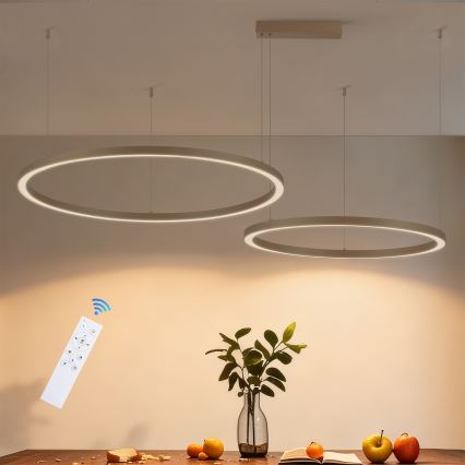 Brilagi - LED dæmpbar pendel med wire PORTOFINO LED/98W/230V 3000-6000K beige + fjernbetjening