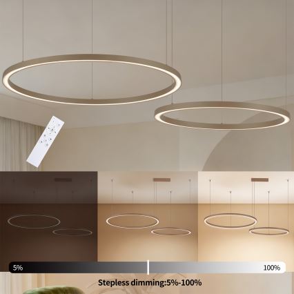 Brilagi - LED dæmpbar pendel med wire PORTOFINO LED/98W/230V 3000-6000K beige + fjernbetjening