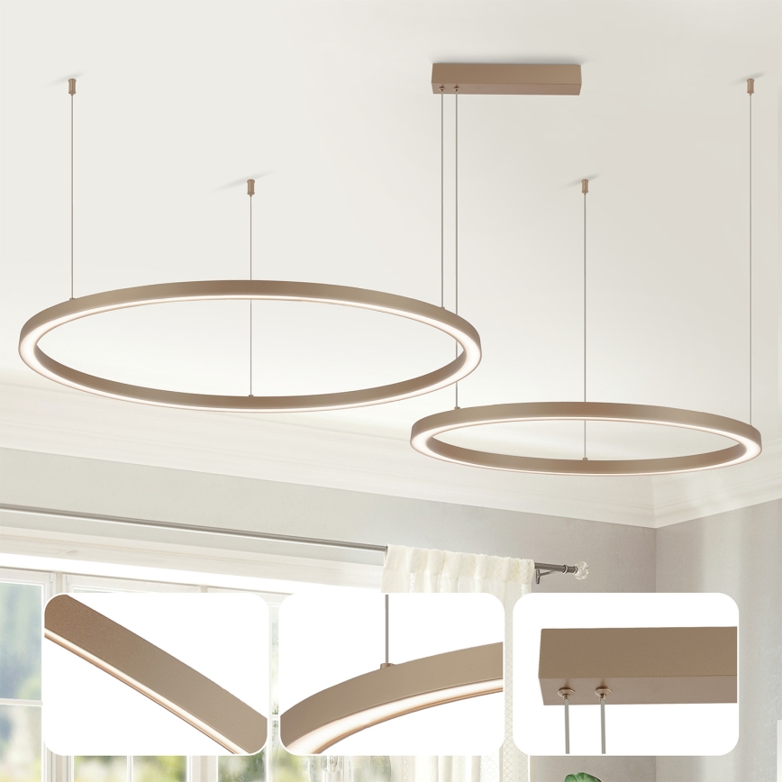 Brilagi - LED dæmpbar pendel med wire PORTOFINO LED/98W/230V 3000-6000K beige + fjernbetjening