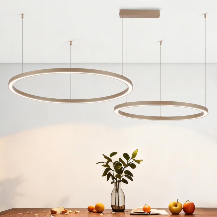 Brilagi - LED dæmpbar pendel med wire PORTOFINO LED/98W/230V 3000-6000K beige + fjernbetjening