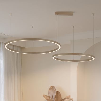 Brilagi - LED dæmpbar pendel med wire PORTOFINO LED/98W/230V 3000-6000K beige + fjernbetjening