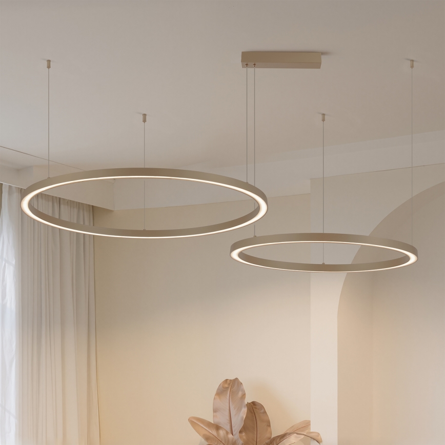 Brilagi - LED dæmpbar pendel med wire PORTOFINO LED/98W/230V 3000-6000K beige + fjernbetjening