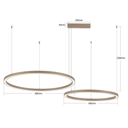 Brilagi - LED dæmpbar pendel med wire PORTOFINO LED/98W/230V 3000-6000K beige + fjernbetjening
