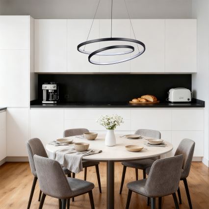 Brilagi - LED-dæmpbar pendel på wire TWISTER LED/48W/230V 3000–6000K Ø 50 cm sort + fjernbetjening