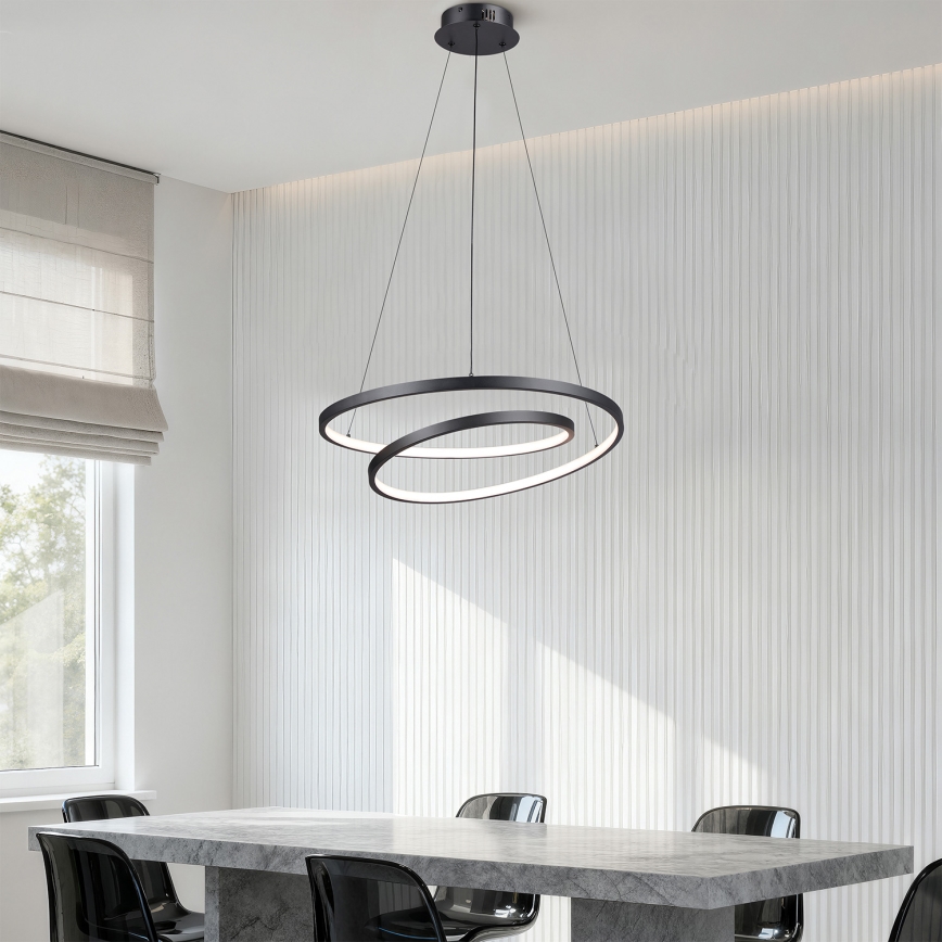 Brilagi - LED-dæmpbar pendel på wire TWISTER LED/48W/230V 3000–6000K Ø 50 cm sort + fjernbetjening