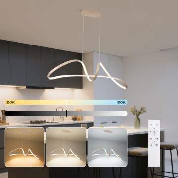 Brilagi - LED dæmpbar pendel med wireophæng TWISTER LED/60W/230V 3000-6000K beige + fjernbetjening
