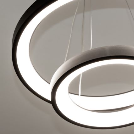 Brilagi - LED-dæmpbar pendel med wireophæng FALCON SLIM LED, 68 W, 230 V, 3000–6500 K, Ø 50 cm, sort + fjernbetjening