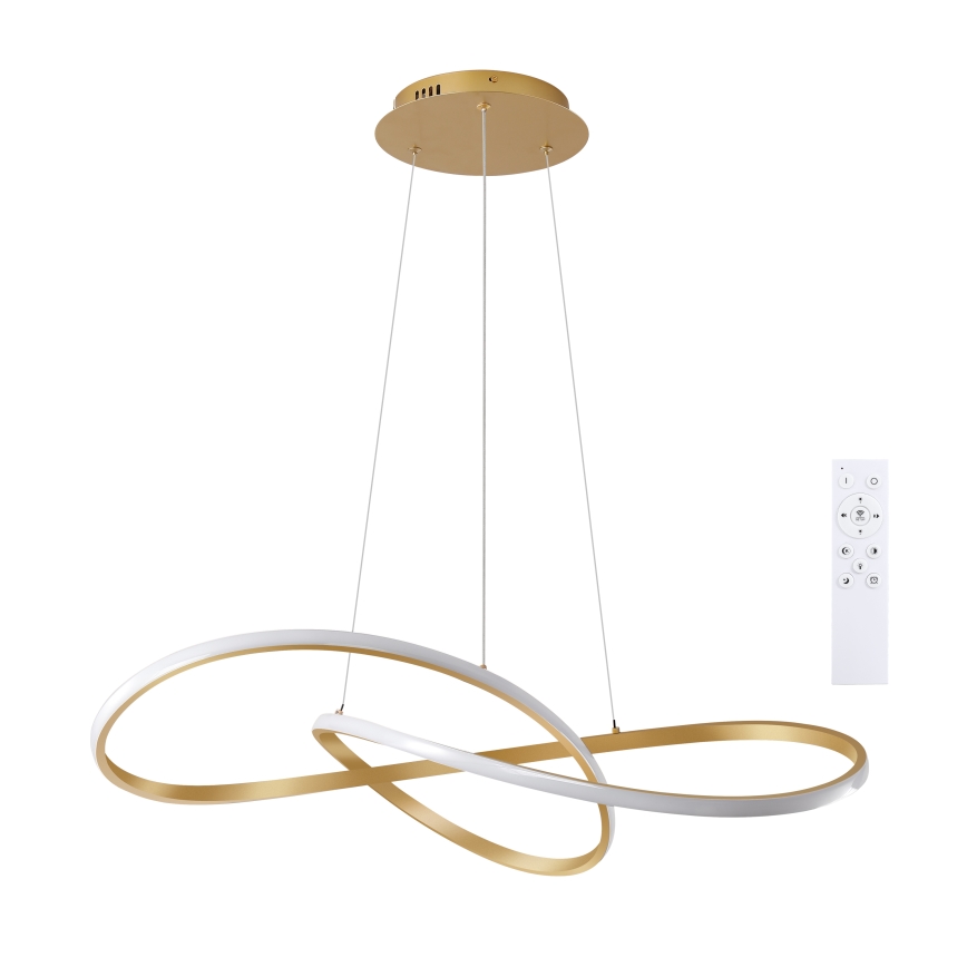 Brilagi - Dæmpbar LED-pendel på wire INFINITY LED/80W/230V 3000-6000K 80x80 cm guld + fjernbetjening