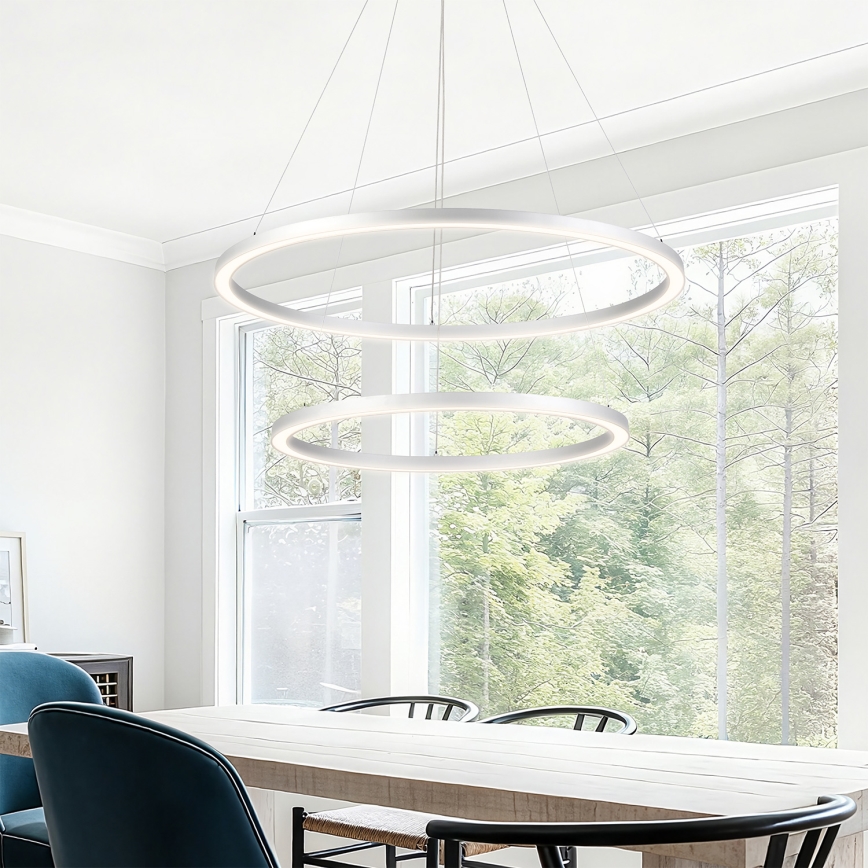 Brilagi - Dæmpbar LED-pendel på stålwire PORTOFINO LED/98W/230V 3000–6000K Ø 80 cm sølv + fjernbetjening