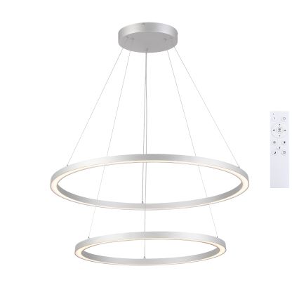 Brilagi - Dæmpbar LED-pendel på stålwire PORTOFINO LED/98W/230V 3000–6000K Ø 80 cm sølv + fjernbetjening