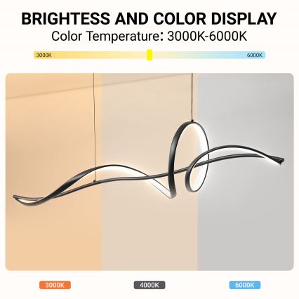 BRILAGI - Dæmpbar LED-pendel på stålwire SIGNATURE LED/55W/230V 3000-6000K 120x23 cm sort + fjernbetjening