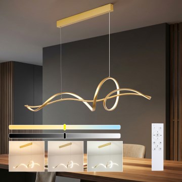 Brilagi - LED-dæmpbar pendel på kabel SIGNATURE LED/55W/230V 3000-6000K 120x23 cm guld + fjernbetjening