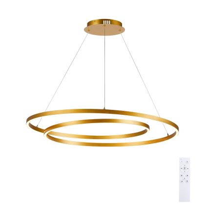 Brilagi - Dæmpbar LED-pendel på wire TWISTER LED/105W/230V 3000-6000K Ø 100 cm guld + fjernbetjening