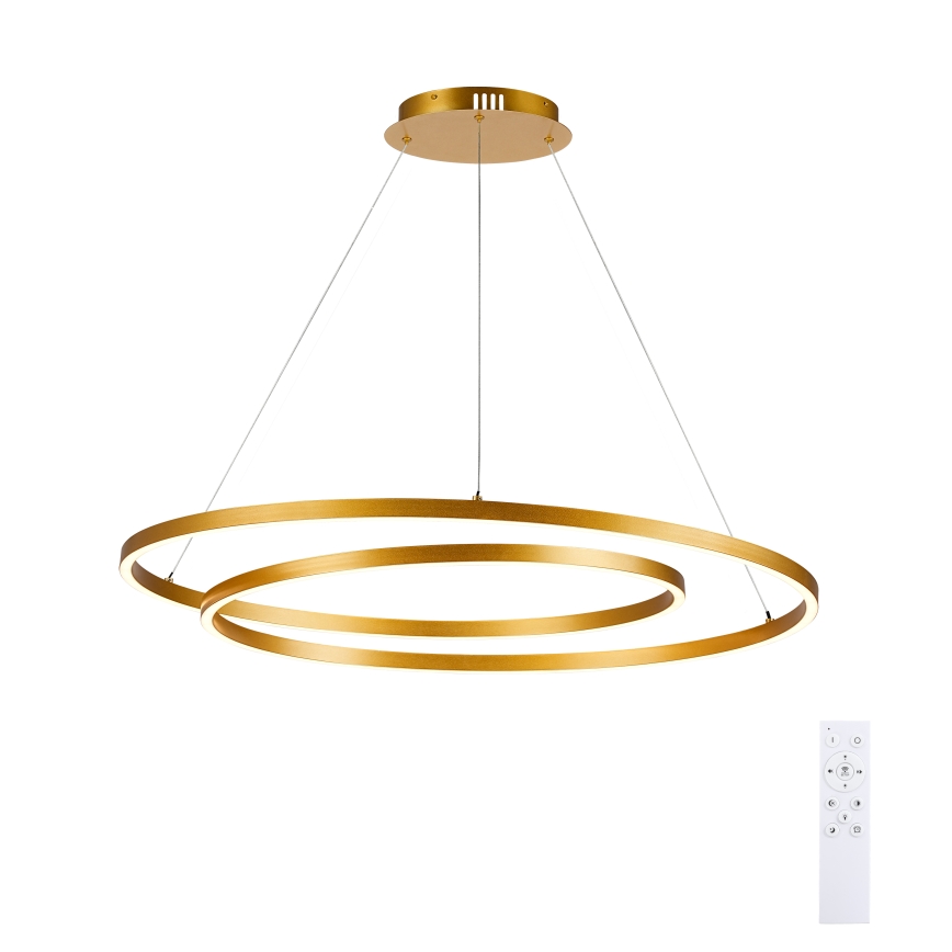 Brilagi - Dæmpbar LED-pendel på wire TWISTER LED/105W/230V 3000-6000K Ø 100 cm guld + fjernbetjening