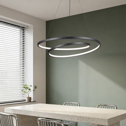 Brilagi - LED dæmpbar pendel på wire TWISTER LED/75W/230V 3000-6000K Ø 70 cm sort + fjernbetjening