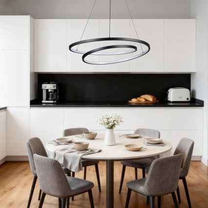 Brilagi - LED dæmpbar pendel på wire TWISTER LED/75W/230V 3000-6000K Ø 70 cm sort + fjernbetjening