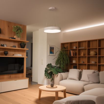 Brilagi - LED-dæmpbar pendel på wire FALCON II LED/67W/230V 3000-6500K Ø 40 cm hvid + fjernbetjening