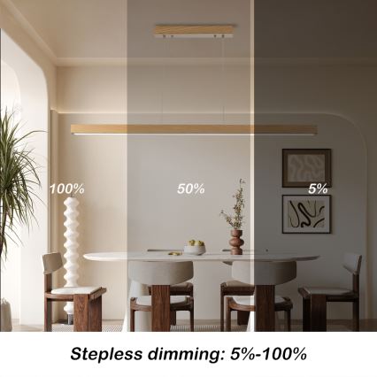 Brilagi - LED dæmpbar pendel på wire OAK SMART LED/30W/230V Wi-Fi Tuya eg + fjernbetjening