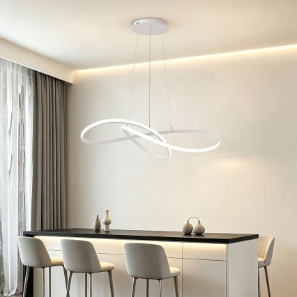 Brilagi - LED-dæmpbar pendel på wire INFINITY LED/80W/230V 3000-6000K 80x80 cm hvid + fjernbetjening