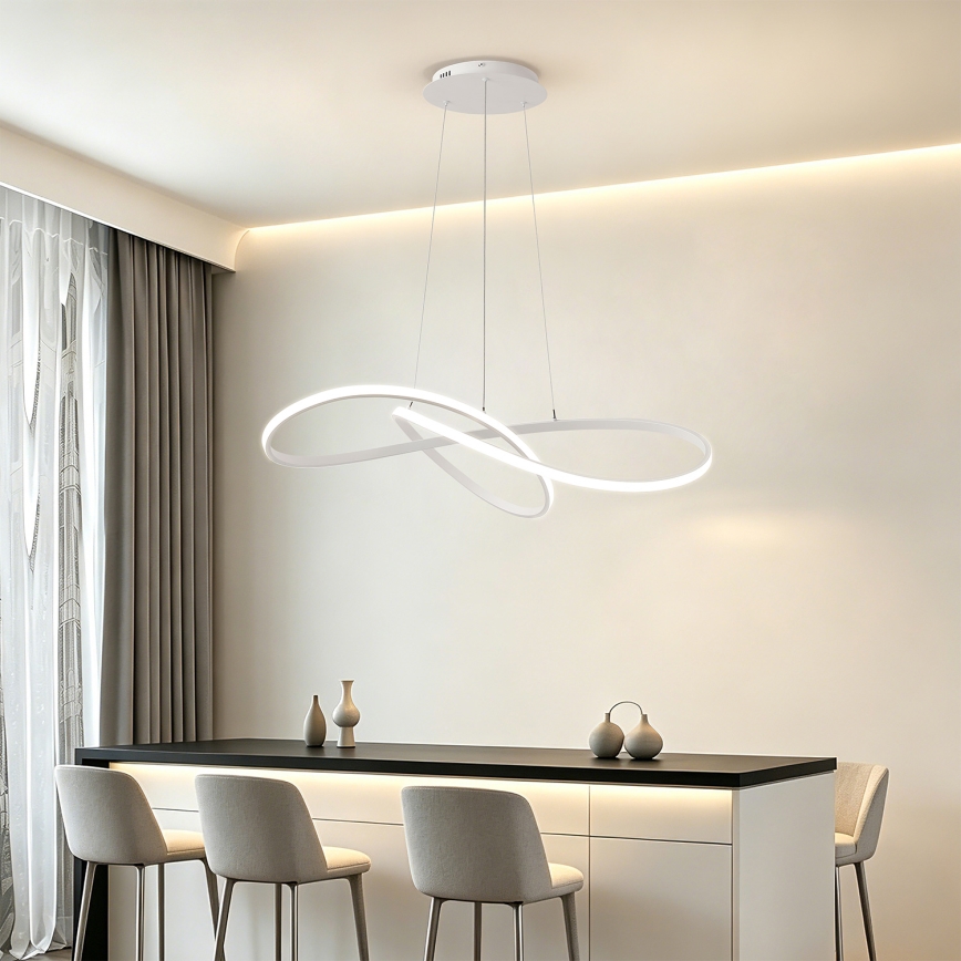Brilagi - LED-dæmpbar pendel på wire INFINITY LED/80W/230V 3000-6000K 80x80 cm hvid + fjernbetjening
