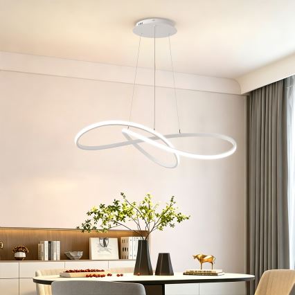 Brilagi - LED-dæmpbar pendel på wire INFINITY LED/80W/230V 3000-6000K 80x80 cm hvid + fjernbetjening