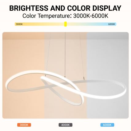 Brilagi - LED-dæmpbar pendel på wire INFINITY LED/80W/230V 3000-6000K 80x80 cm hvid + fjernbetjening