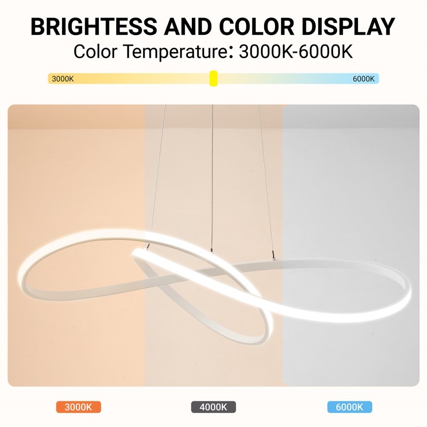Brilagi - LED-dæmpbar pendel på wire INFINITY LED/80W/230V 3000-6000K 80x80 cm hvid + fjernbetjening