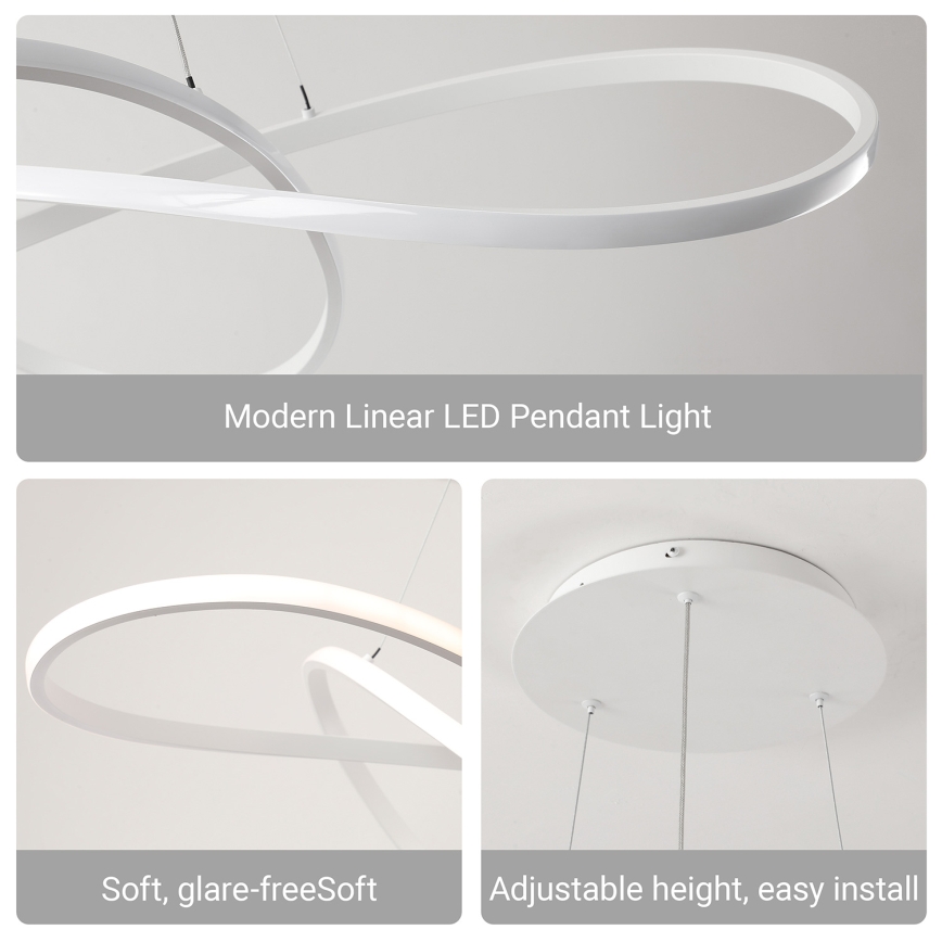 Brilagi - LED-dæmpbar pendel på wire INFINITY LED/80W/230V 3000-6000K 80x80 cm hvid + fjernbetjening