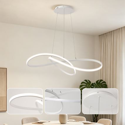 Brilagi - LED-dæmpbar pendel på wire INFINITY LED/80W/230V 3000-6000K 80x80 cm hvid + fjernbetjening