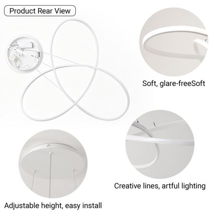 Brilagi - LED-dæmpbar pendel på wire INFINITY LED/80W/230V 3000-6000K 80x80 cm hvid + fjernbetjening