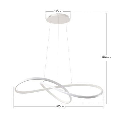 Brilagi - LED-dæmpbar pendel på wire INFINITY LED/80W/230V 3000-6000K 80x80 cm hvid + fjernbetjening