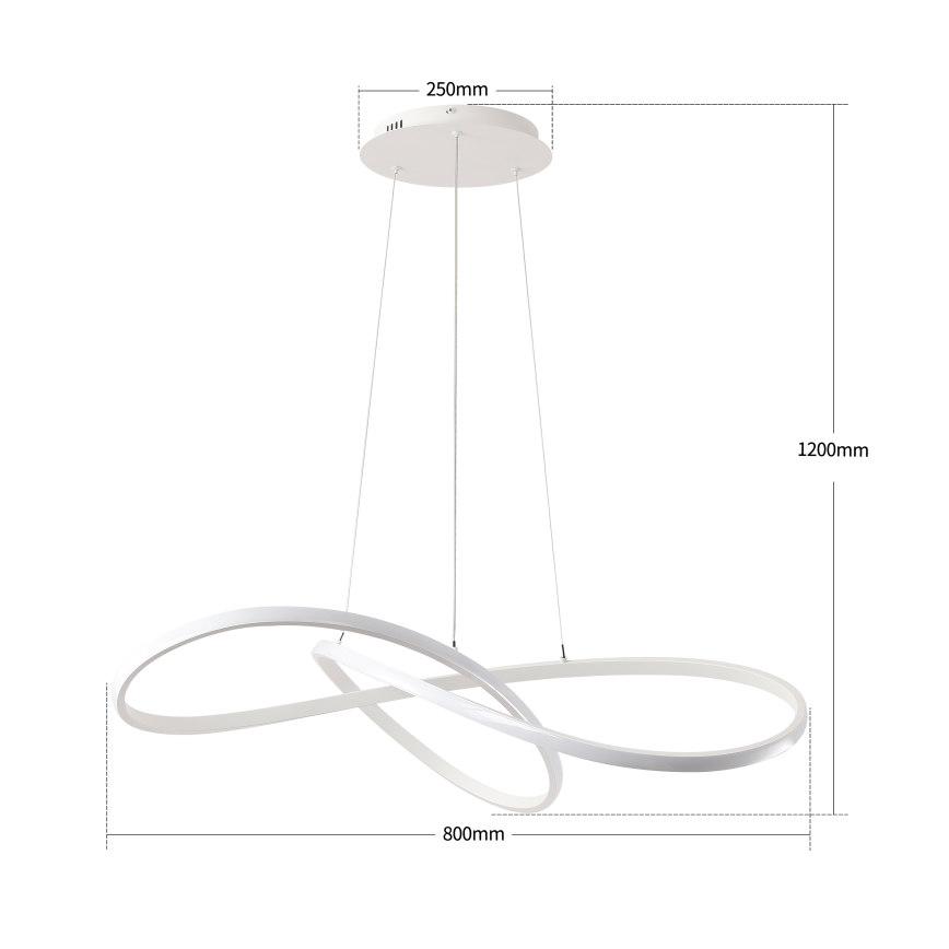 Brilagi - LED-dæmpbar pendel på wire INFINITY LED/80W/230V 3000-6000K 80x80 cm hvid + fjernbetjening