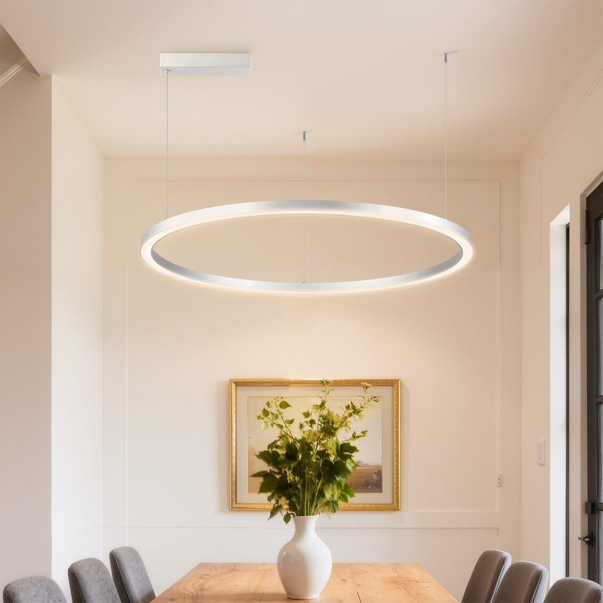 Brilagi - LED dæmpbar pendel på wire PORTOFINO LED/60W/230V 3000-6000K Ø 80 cm sølv + fjernbetjening