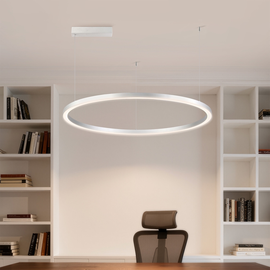 Brilagi - LED dæmpbar pendel på wire PORTOFINO LED/60W/230V 3000-6000K Ø 80 cm sølv + fjernbetjening