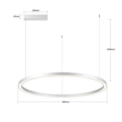 Brilagi - LED dæmpbar pendel på wire PORTOFINO LED/60W/230V 3000-6000K Ø 80 cm sølv + fjernbetjening