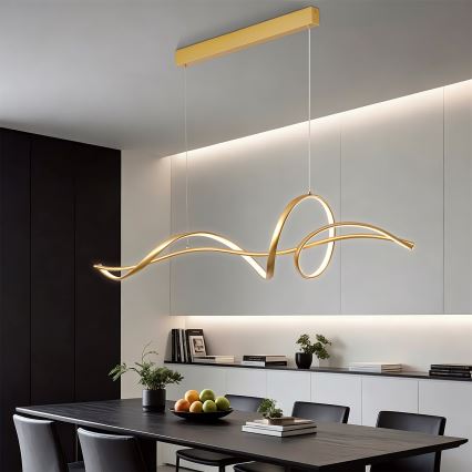 Brilagi - LED-dæmpbar pendel på kabel SIGNATURE LED/55W/230V 3000-6000K 120x23 cm guld + fjernbetjening