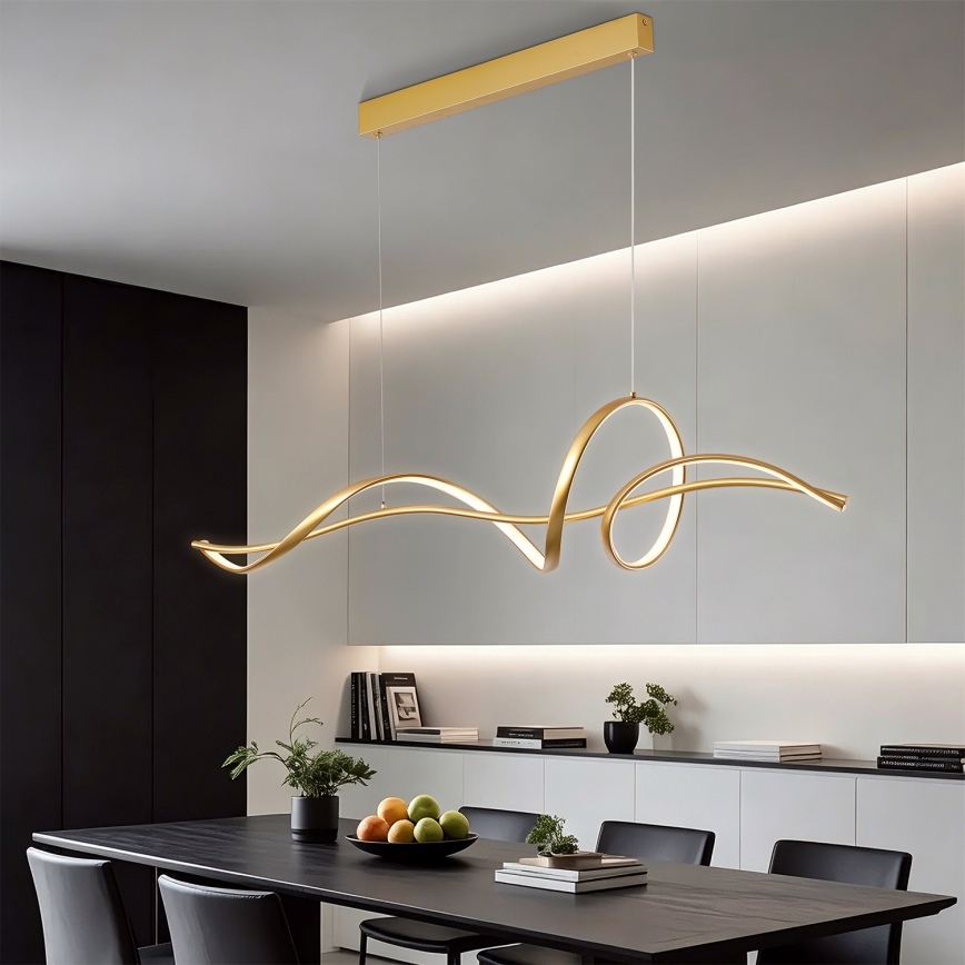 Brilagi - LED-dæmpbar pendel på kabel SIGNATURE LED/55W/230V 3000-6000K 120x23 cm guld + fjernbetjening