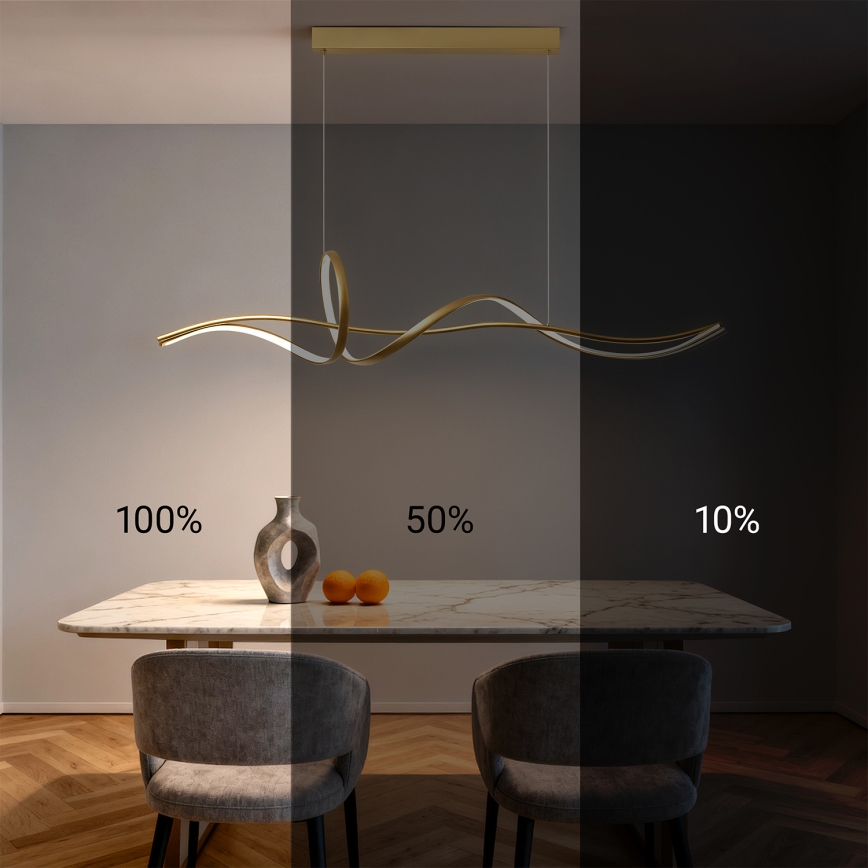 Brilagi - LED-dæmpbar pendel på kabel SIGNATURE LED/55W/230V 3000-6000K 120x23 cm guld + fjernbetjening