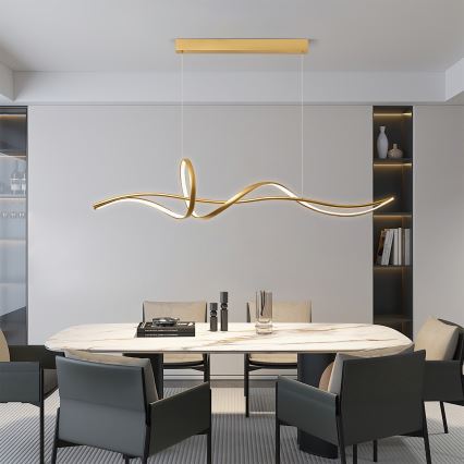 Brilagi - LED-dæmpbar pendel på kabel SIGNATURE LED/55W/230V 3000-6000K 120x23 cm guld + fjernbetjening