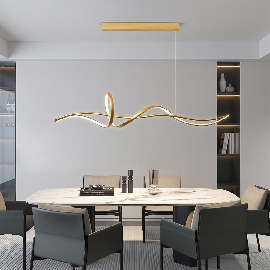 Brilagi - LED-dæmpbar pendel på kabel SIGNATURE LED/55W/230V 3000-6000K 120x23 cm guld + fjernbetjening