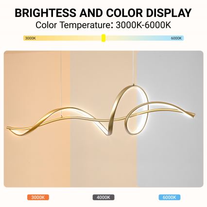 Brilagi - LED-dæmpbar pendel på kabel SIGNATURE LED/55W/230V 3000-6000K 120x23 cm guld + fjernbetjening