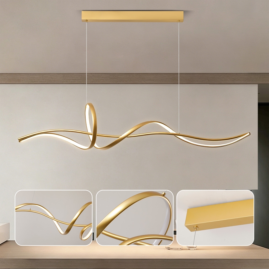 Brilagi - LED-dæmpbar pendel på kabel SIGNATURE LED/55W/230V 3000-6000K 120x23 cm guld + fjernbetjening