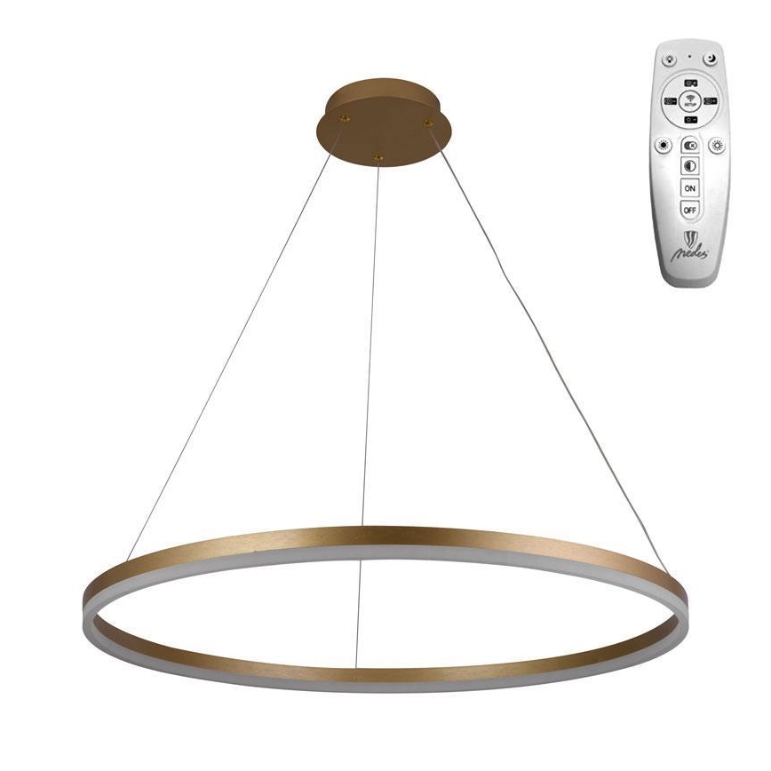 Brilagi - Dæmpbar LED-pendel med wire CIRCLE LED/55W/230V 3000-6500K Ø 80 cm guld + fjernbetjening
