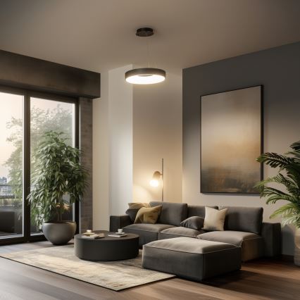 Brilagi - LED-dæmpbar pendel med wireophæng FALCON II LED/67W/230V 3000-6500K diameter 40 cm sort + fjernbetjening