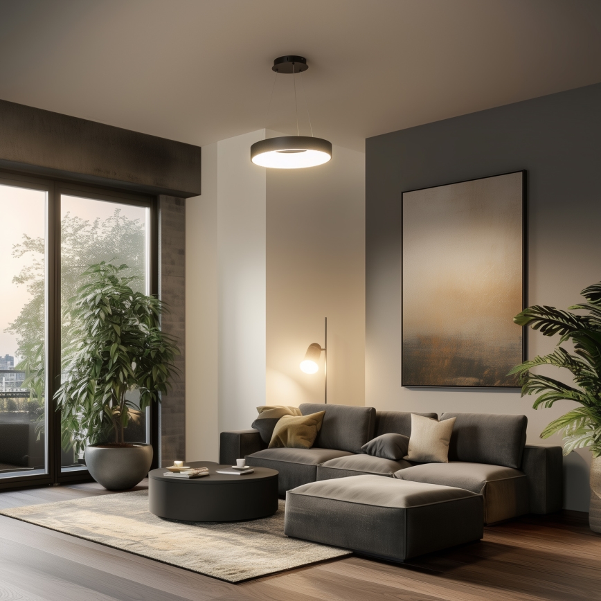 Brilagi - LED-dæmpbar pendel med wireophæng FALCON II LED/67W/230V 3000-6500K diameter 40 cm sort + fjernbetjening